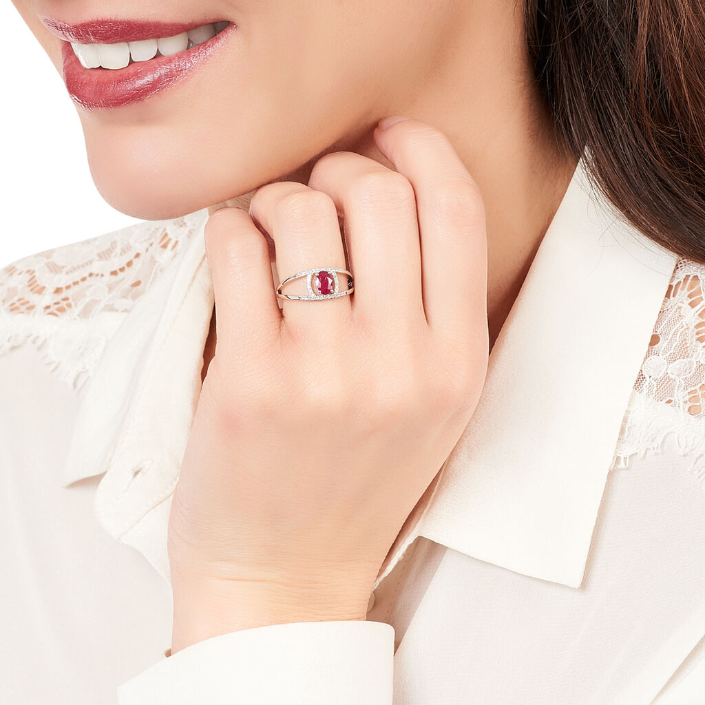Bague Or Blanc Rubis Et Diamant