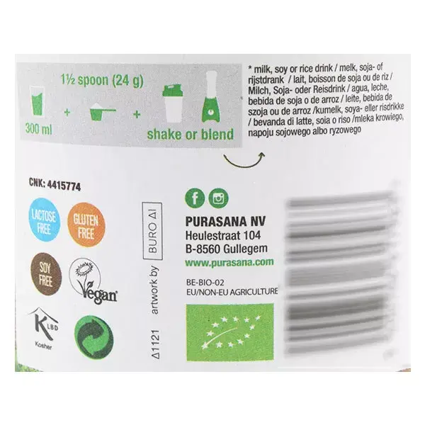 Purasana Proteína Orgânica de Frutas e Vegetais 360g
