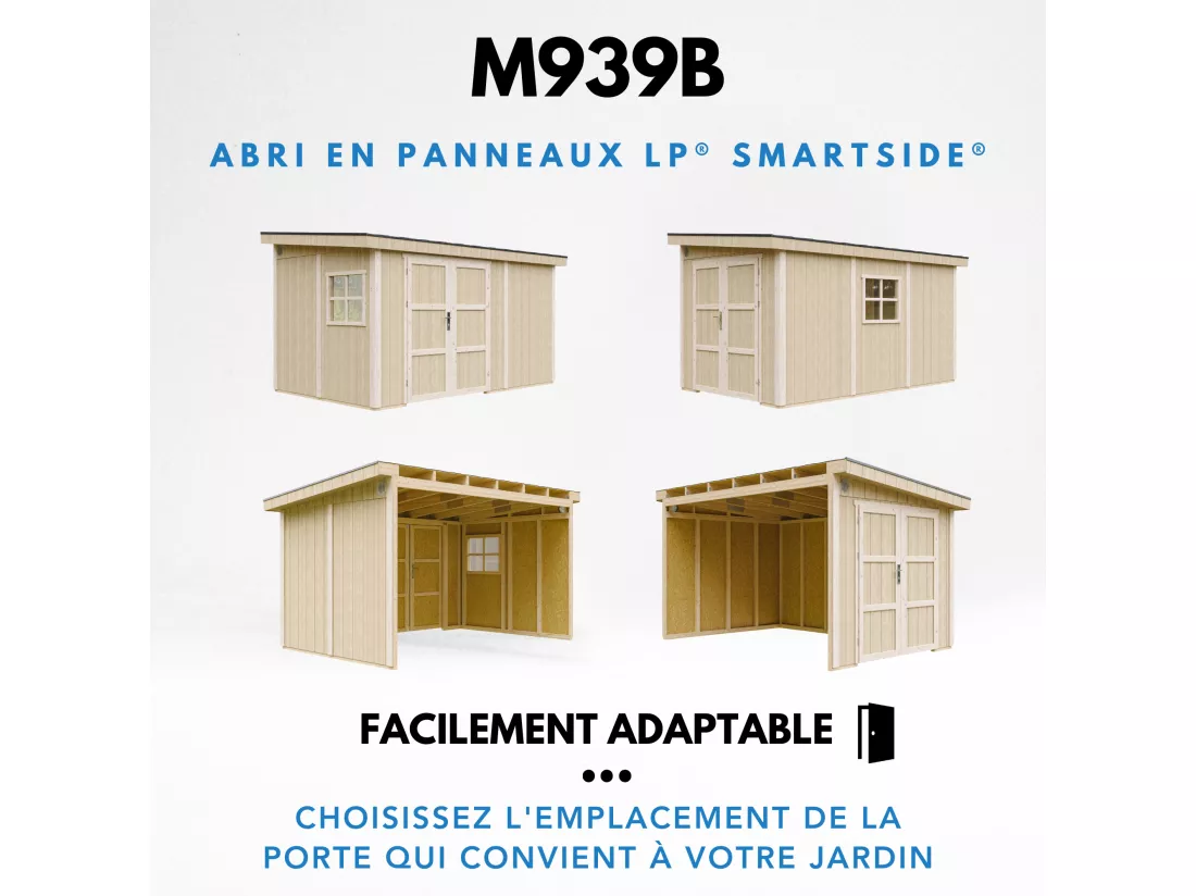 Abri de Jardin Qualité Premium 8,68 m² - H231x248x412 cm - Sans plancher e paroi latérale - Timbela M939B-CAVERN STEEL