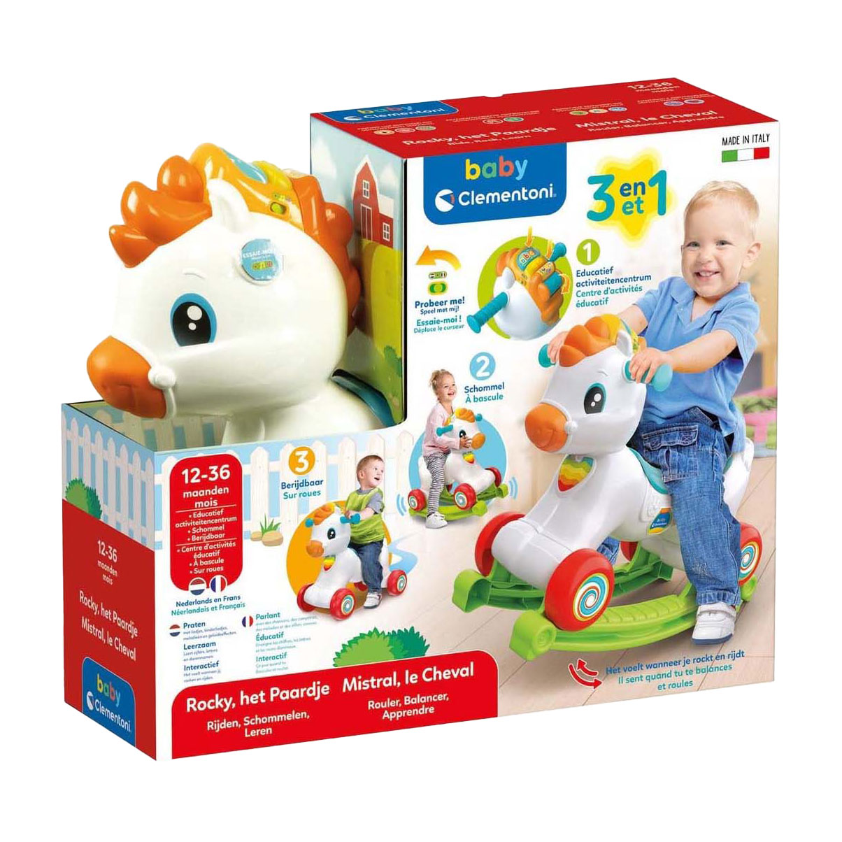 Clementoni Baby - Rocky Het Hobbelpaardje 3in1