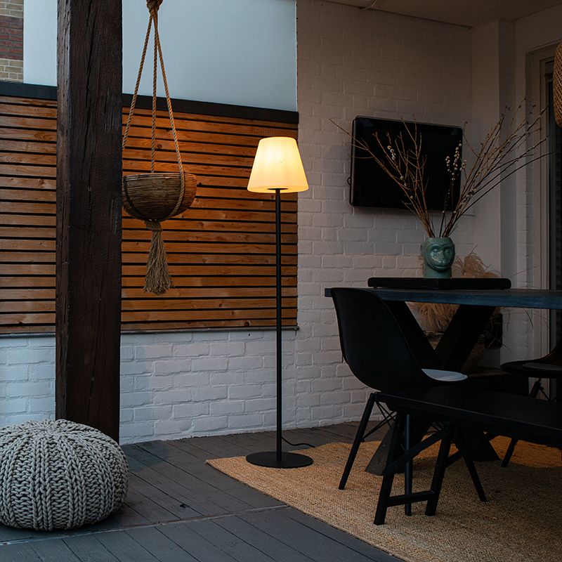 Buiten vloerlamp zwart met witte kap IP65 25 cm - Virginia