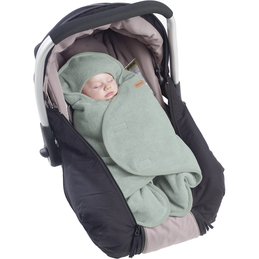 BEABA Babydecke Babynomade Doppelfleece salbeigrün weiß 0-6 Monaten