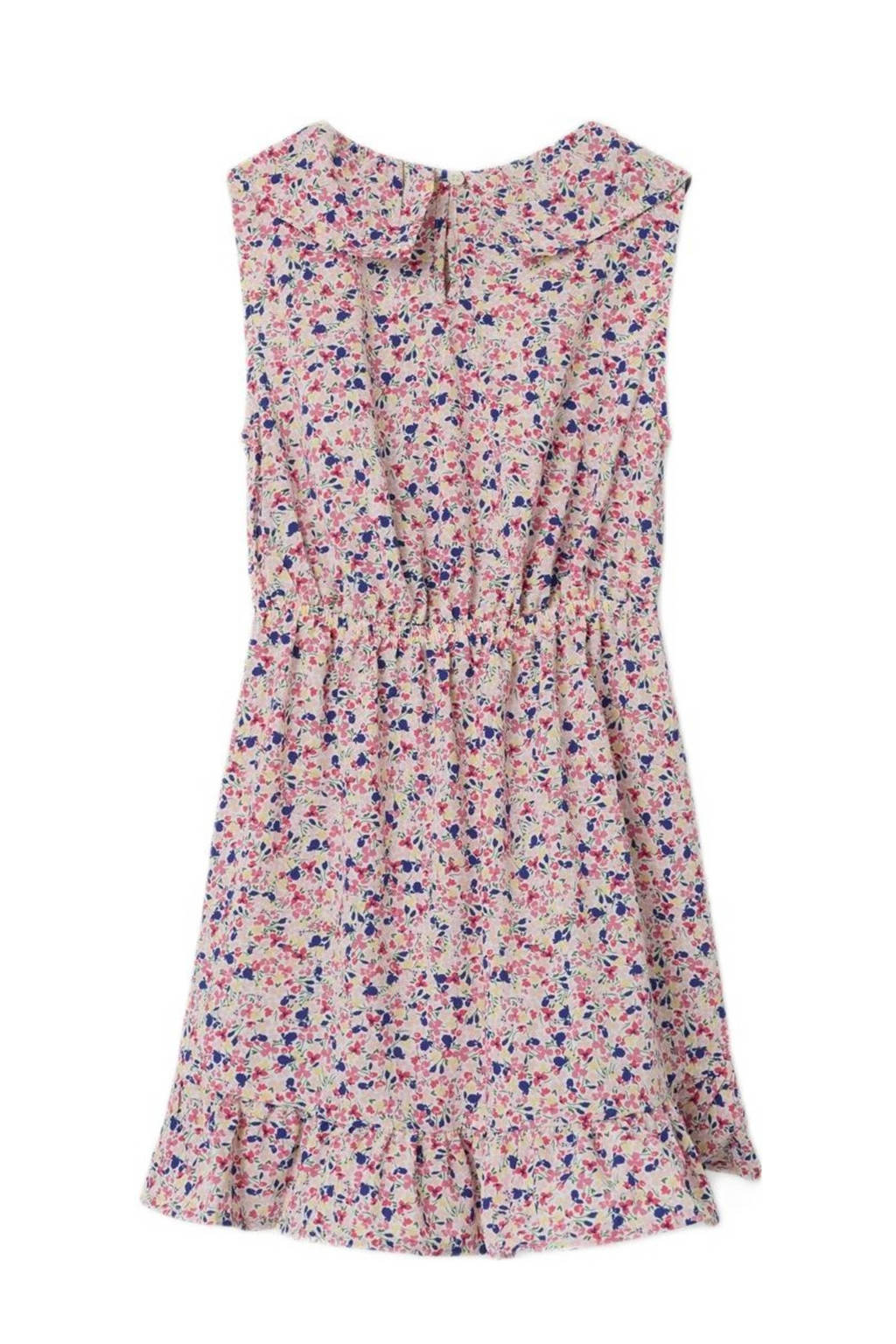 NAME IT jurk NKFVINAYA met all over print en volant roze/wit/geel