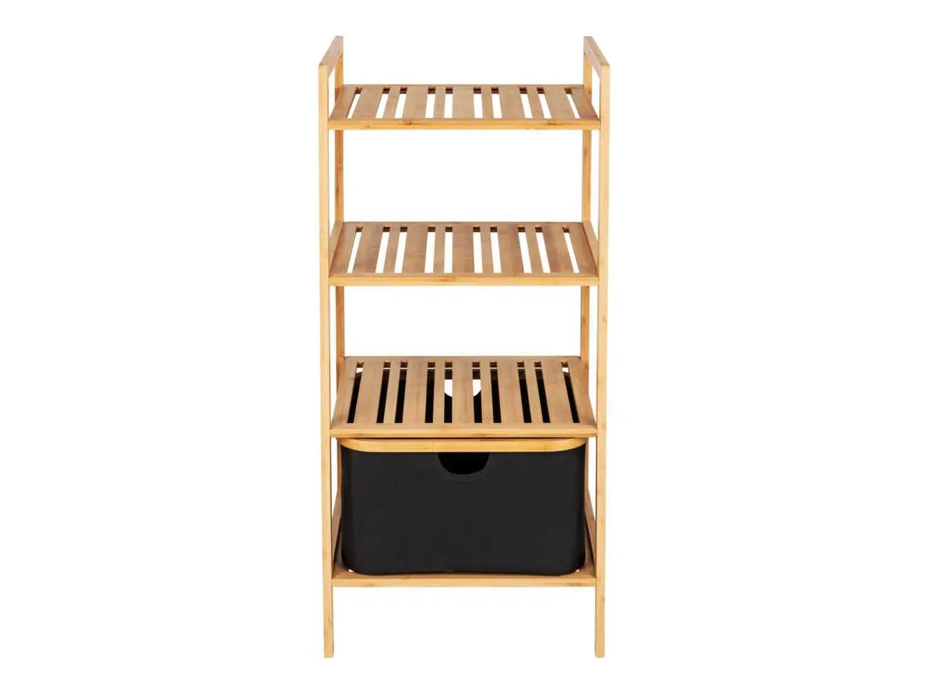 WENKO 50779100, Stativhylde, Fritstående, Bamboo, Polyester, Bamboo, Sort, Badeværelse, Soveværelse, Korridor, Veranda, Terrasse, Toilet, Garderobe, 3 hylder