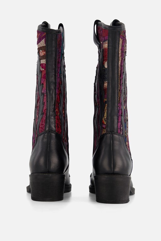 Lazamani Cowboylaarzen zwart Leer