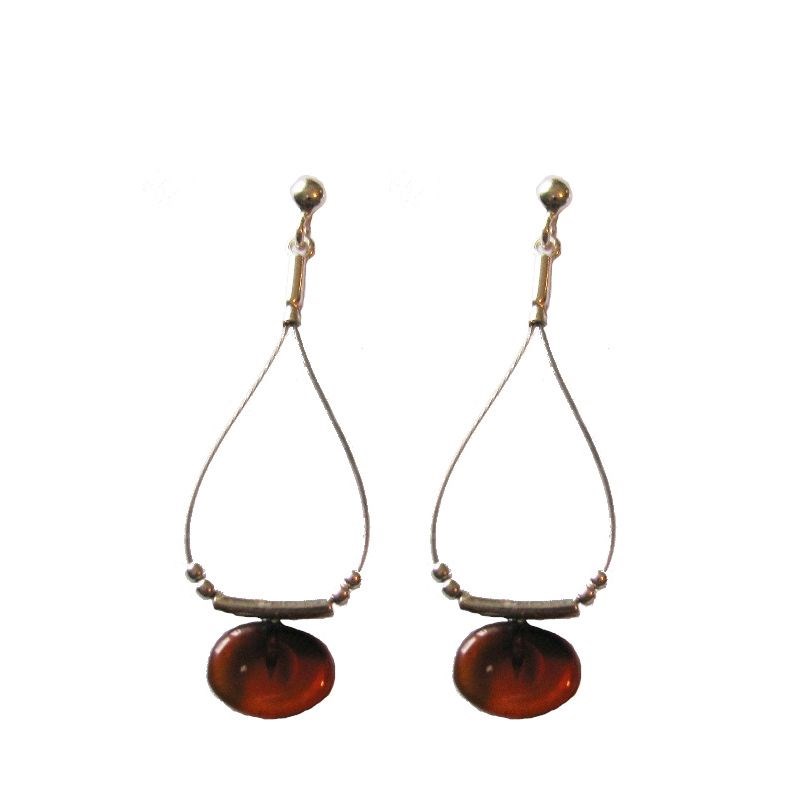 Boucles d'oreilles ambre argent