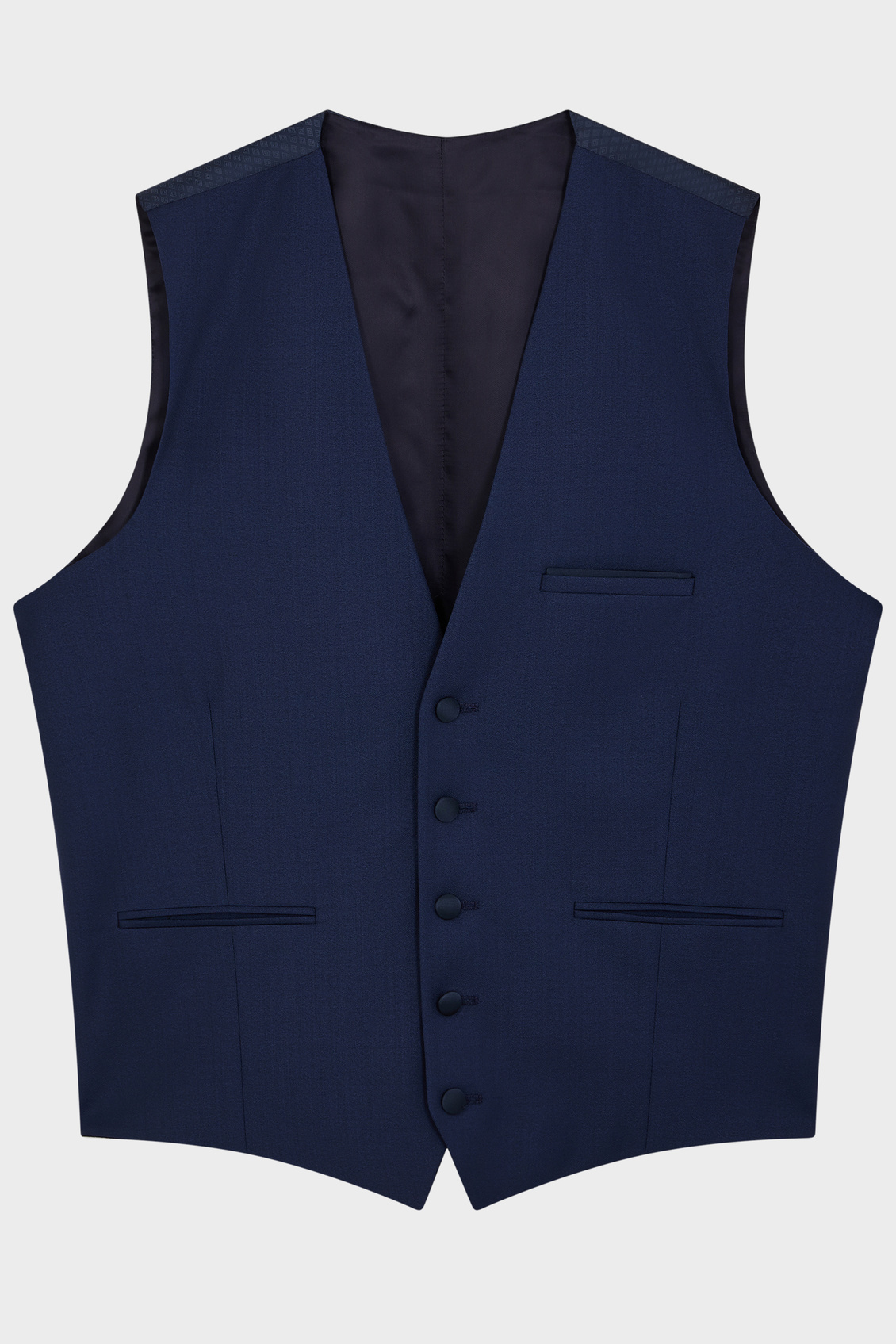 Gilet de smoking en laine unie bleu indigo