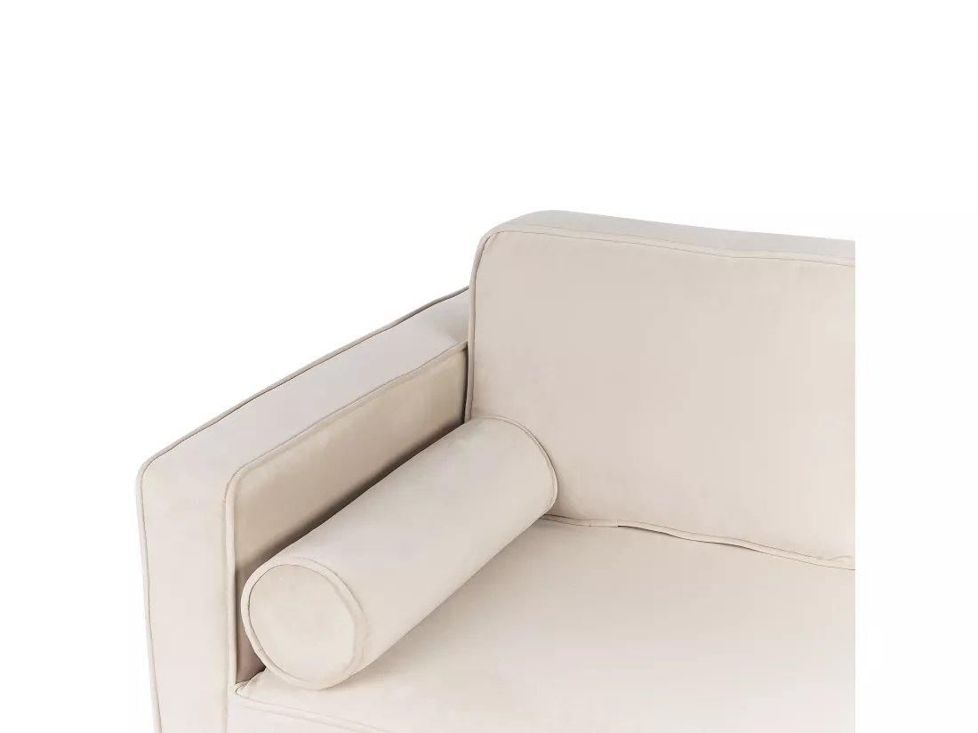 Chaise longue côté droite en velours beige MIRAMAS