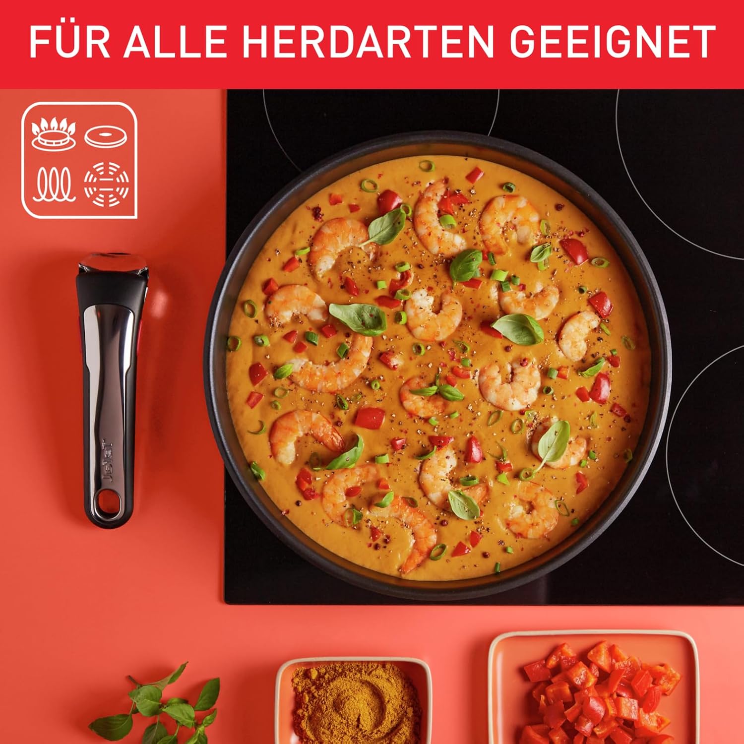 Tefal Ingenio Preference On 15-teiliges Topf und Pfannenset abnehmbarer Griff, stapelbar, platzsparend, Topfset Induktion mit Antihaftversiegelung, einfache Handhabung und Reinigung, L97495