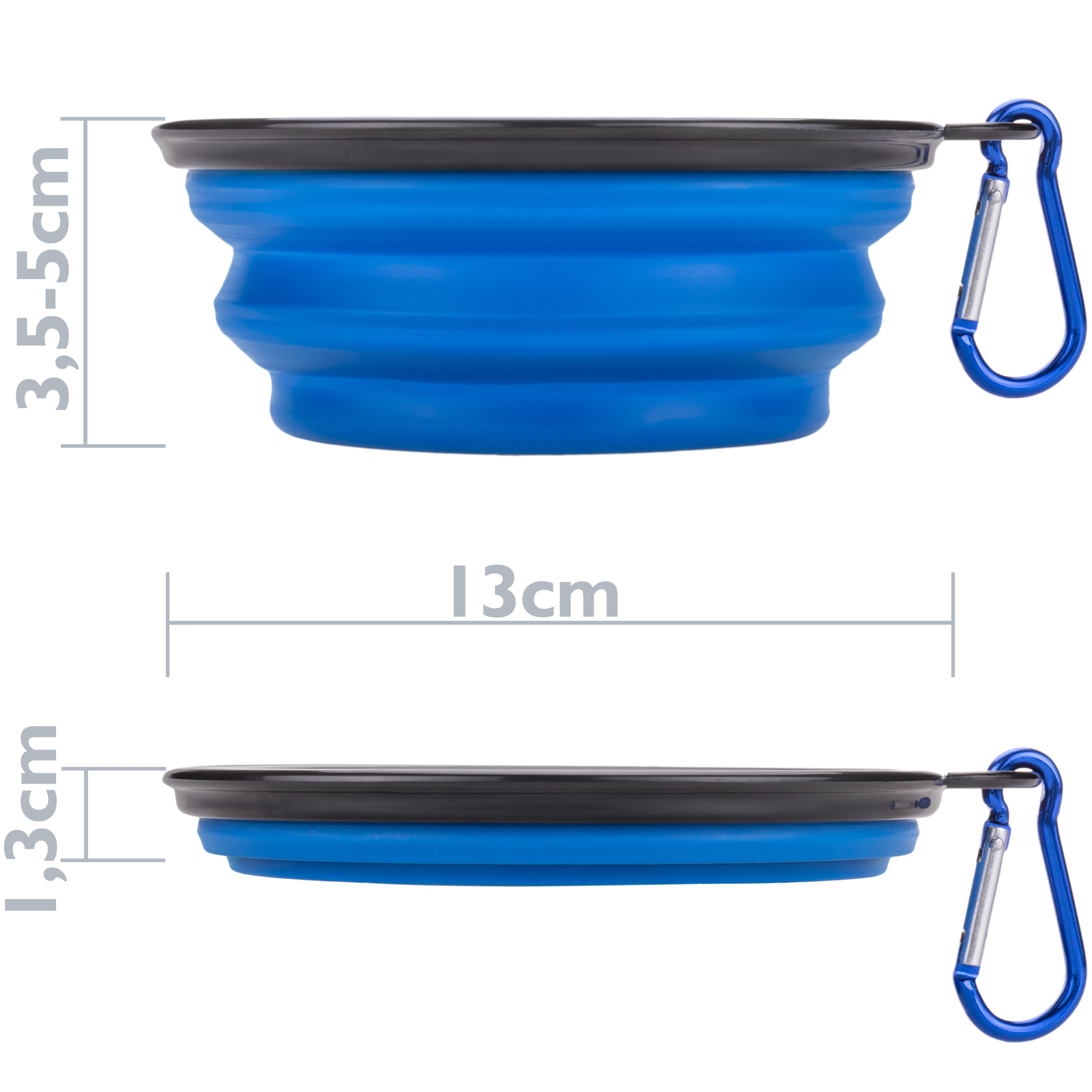 Comedouro dobrável de borracha para animais de estimação, 1000ml, azul