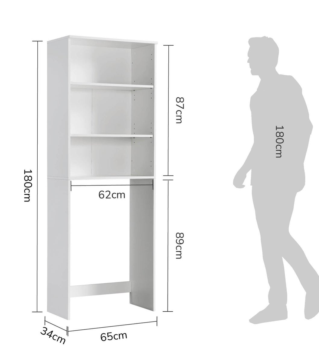 mokebo wasmachinekast 'The Clean Man', opbouw voor wasmachines en drogers in wit