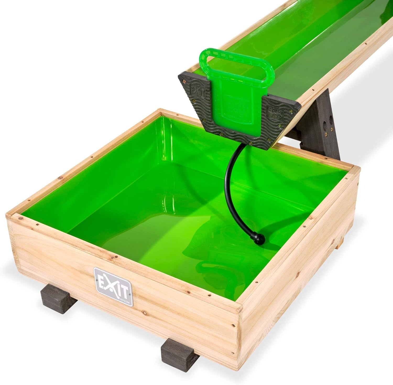 EXIT AquaFlow Wasserbahn Super-Set - Wasser-Spielbahn mit Schleusen - Inklusive Wasserpumpe - Für Kinder - Nachhaltig 100% FSC Zedernholz - 292x93x88cm
