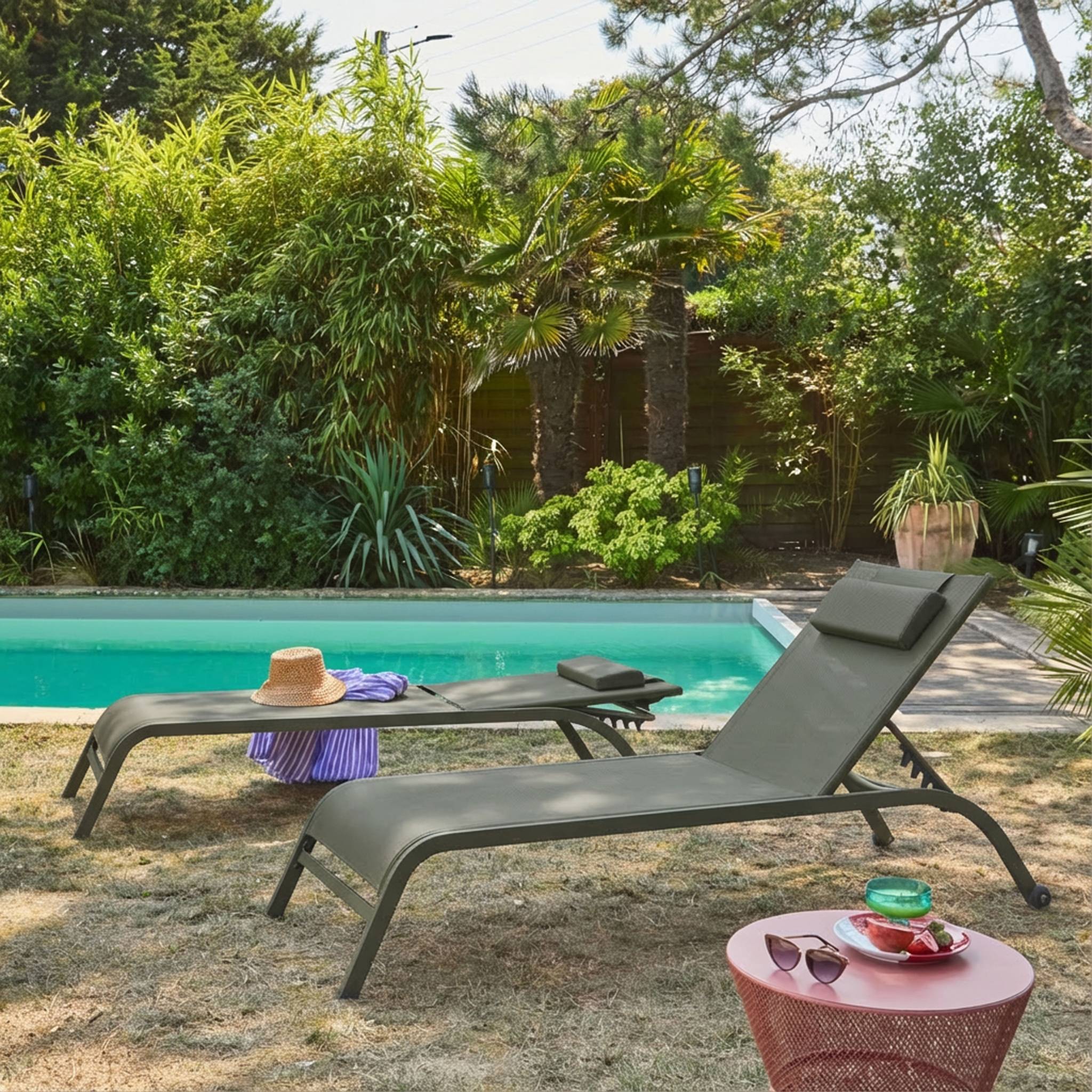 sweeek - Stapelbare ligstoelen met meerdere posities, hoofdkussen en