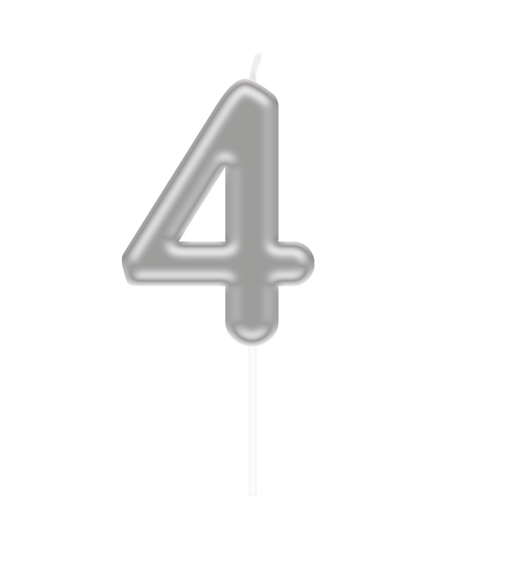 4 Jaar Kaars Zilver 10,5cm
