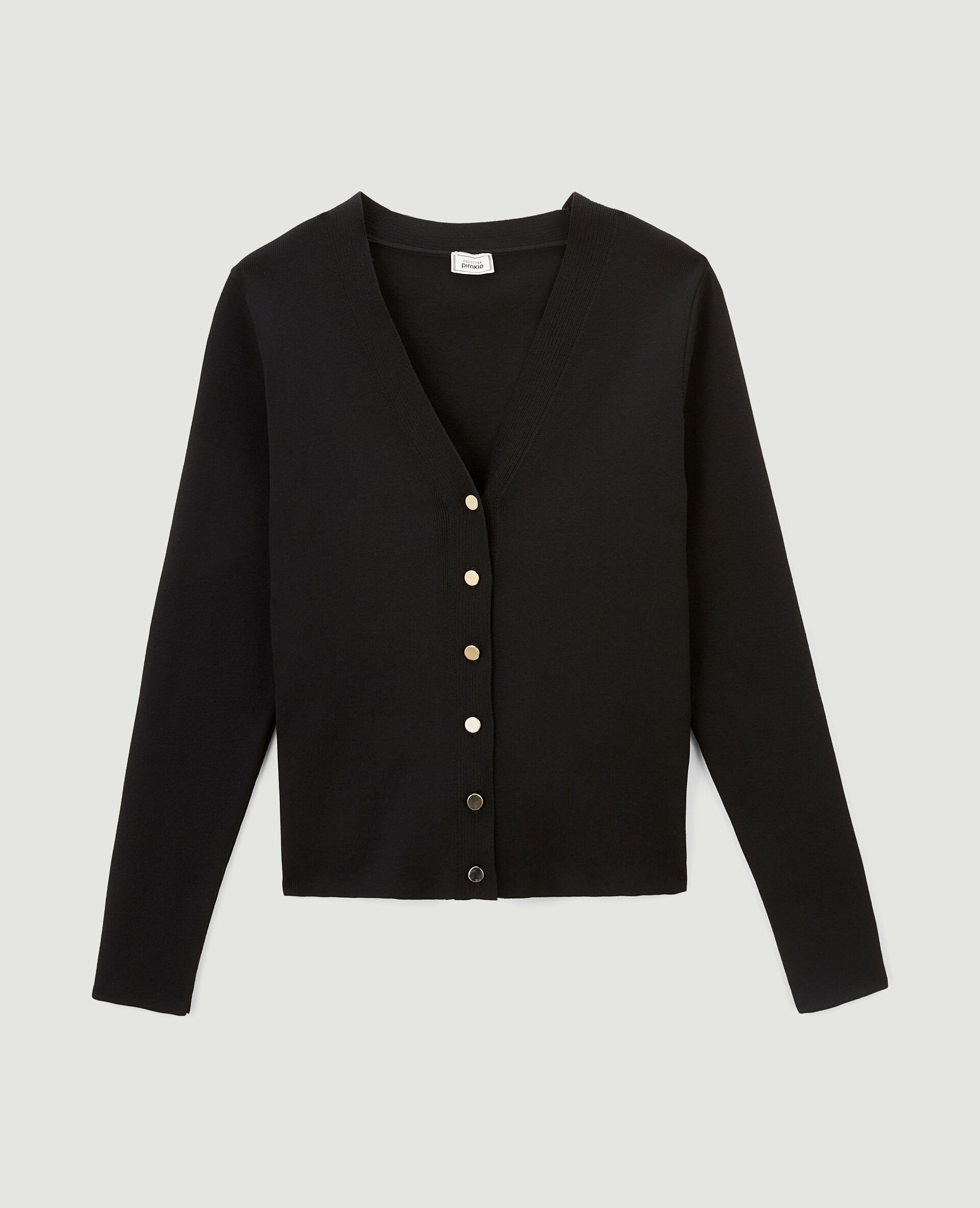 Gilet maille serrée avec boutons métalliques - Noir