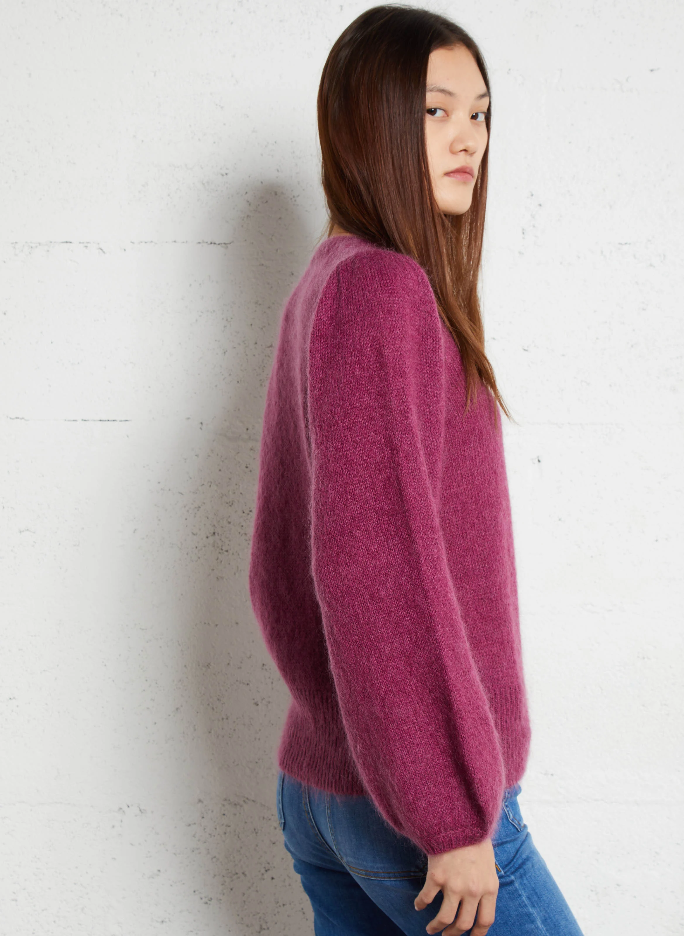 LOAN - Pull droit col rond en laine et soie | Violet