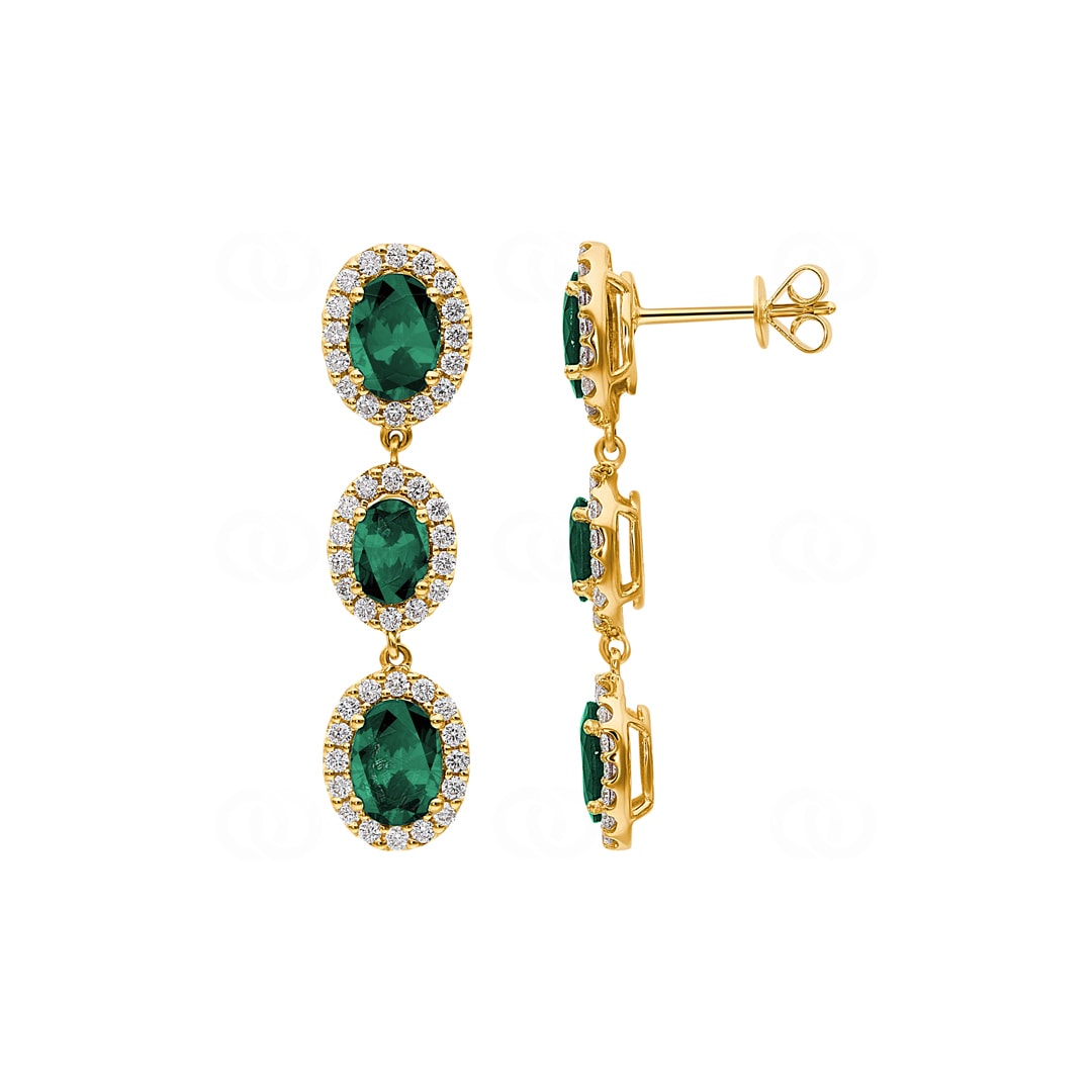 Ohrhänger 750/18 K Gelbgold mit Smaragden & Diamanten 0.89 ct H/si