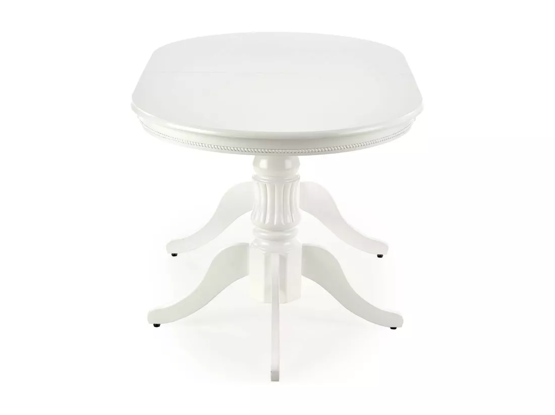 Table de salle à manger extensible blanche avec structure en bois massif Roma