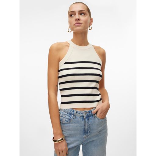 Vero Moda Saba Rib Top, Birch/Black, XS