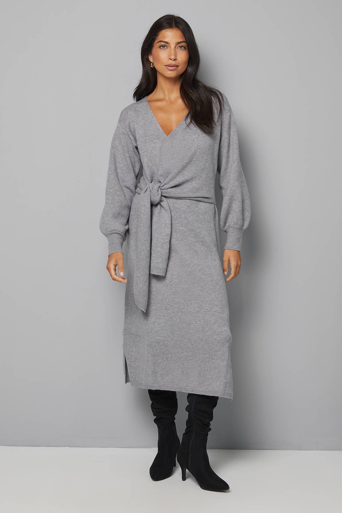 Wallis Robe Midi Tricotée Portefeuille Décontractée