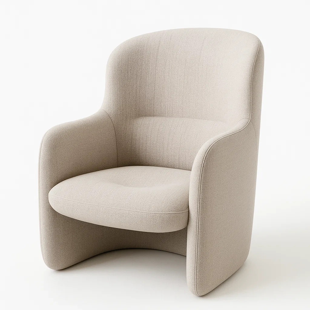 Fauteuil en tissu polyester beige 75x80x85 cm