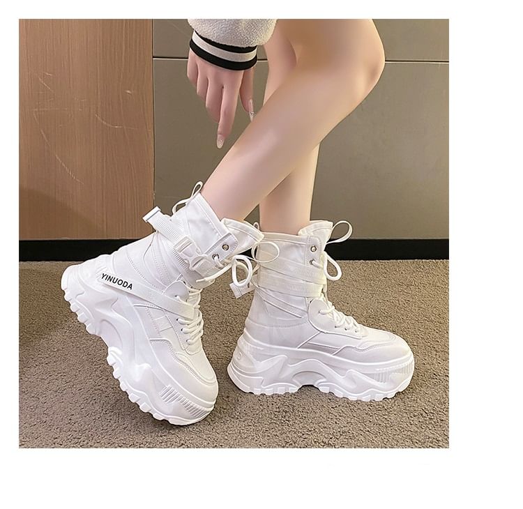 Sleeko - Hoge platform sneakers met letterband