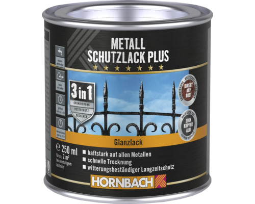 HORNBACH Metaalbeschermingslak Plus Glanzend Zwart 250 ml