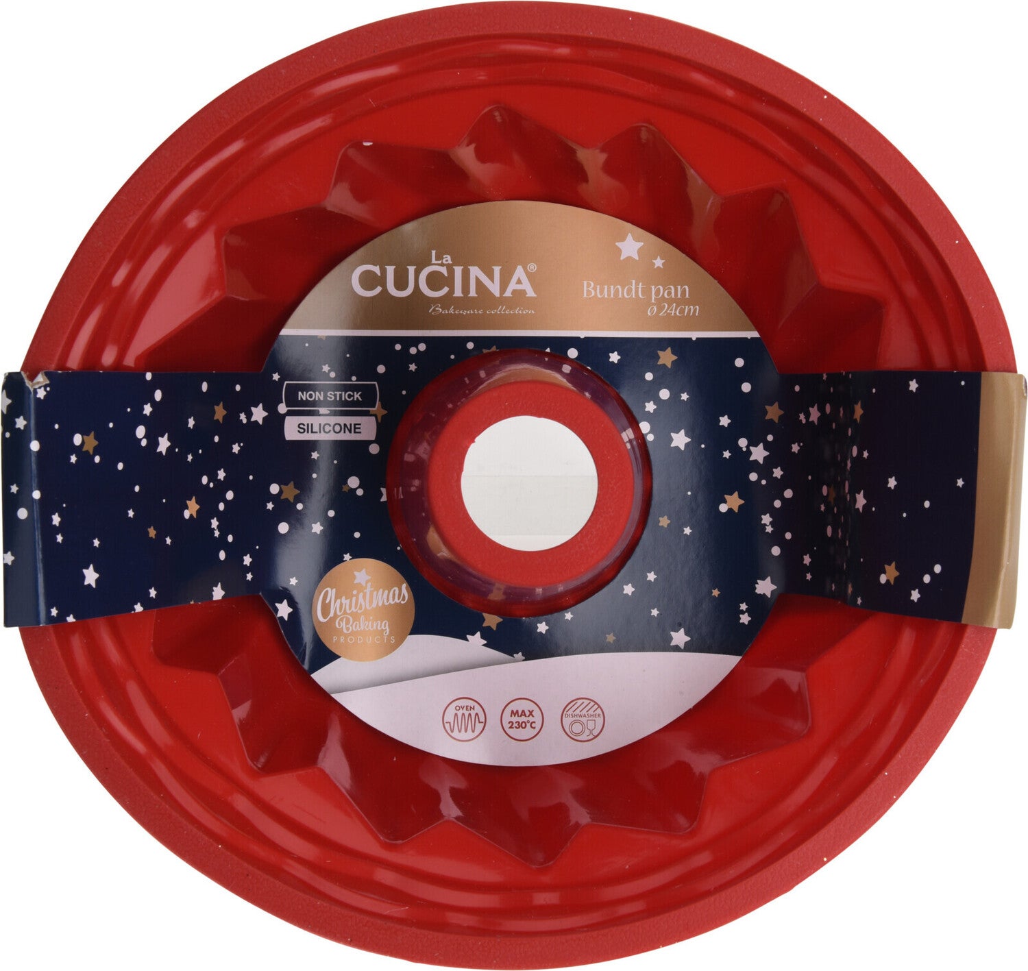 Tulbandvorm siliconen rood D 24 H 10,5 cm