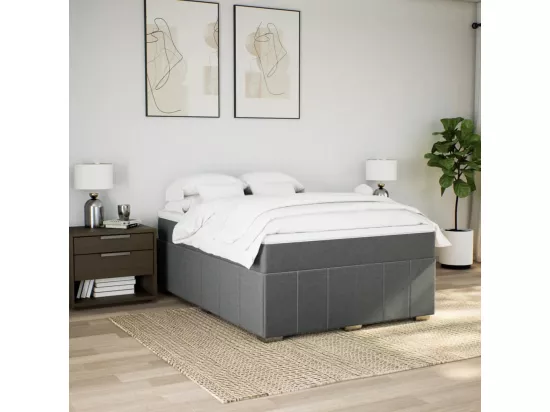 Sommier à lattes de lit avec matelas Gris foncé 140x190cm Tissu