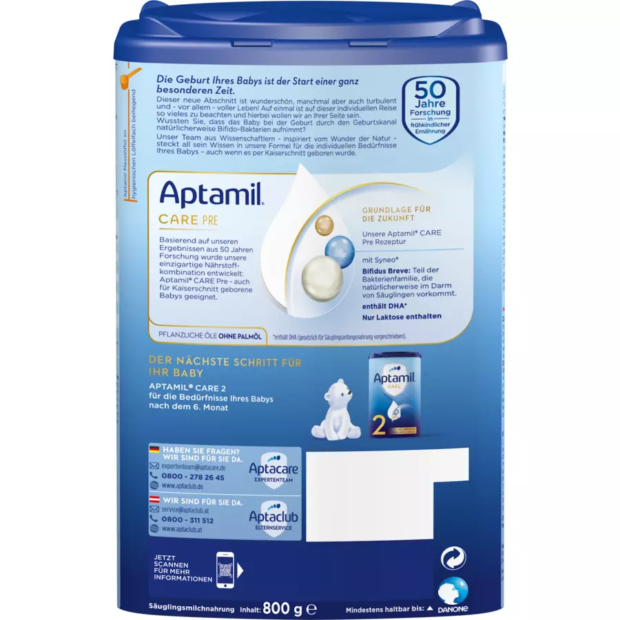 Aptamil Anfangsmilch Pre CARE 4x 800g von Geburt an
