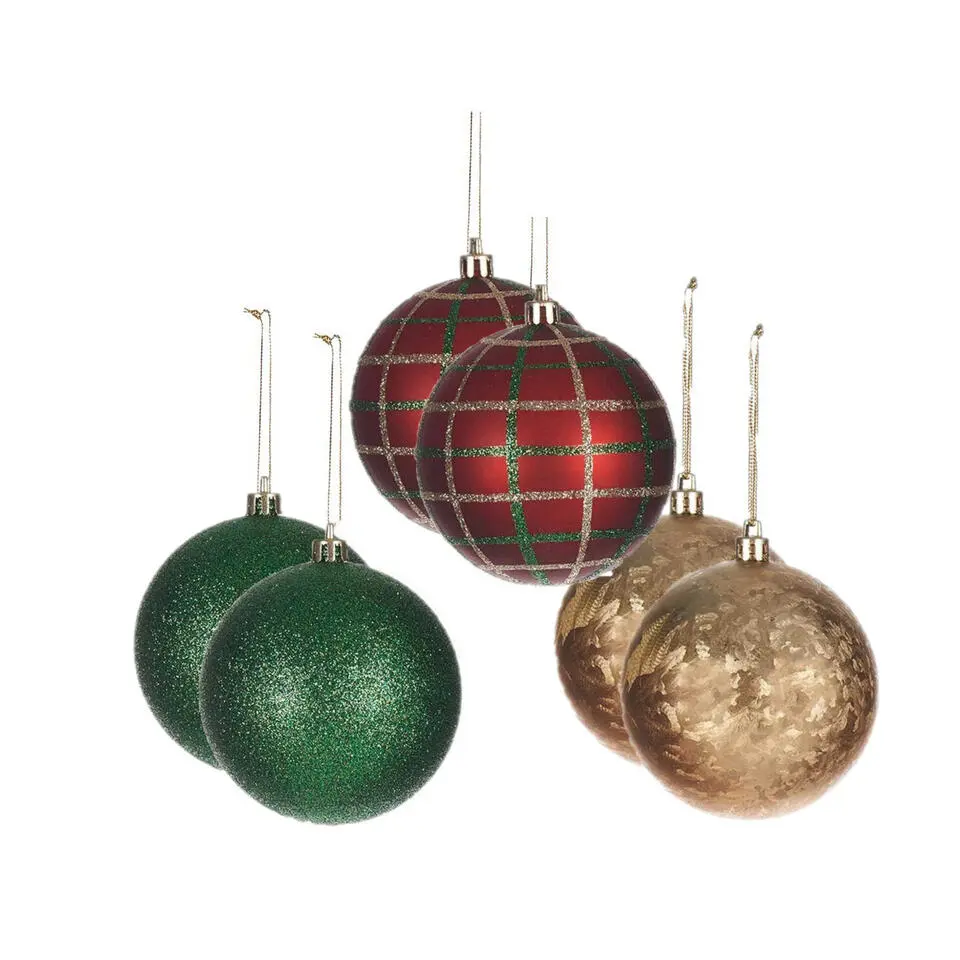 Krist  luxe kerstballen - 6x stuks - rood/groen/goud - kunststof