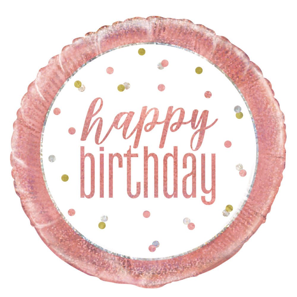 Helium Ballon Happy Birthday Rose Goud 45cm leeg