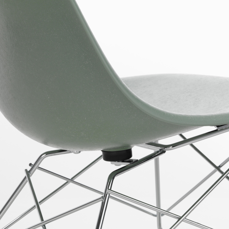Vitra Eames LSR fauteuil verchroomd onderstel, Sea Blue