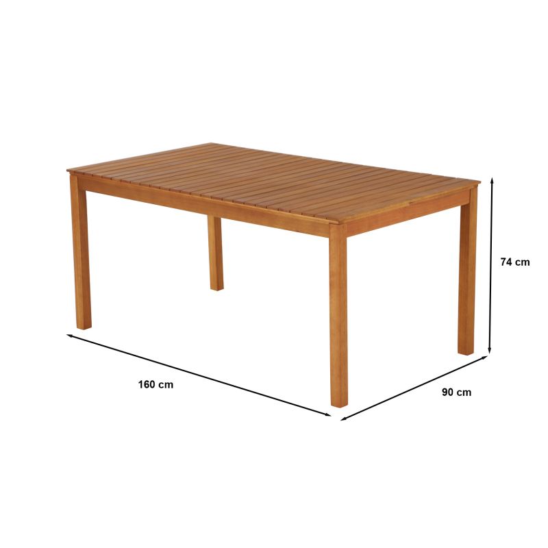 Ensemble repas de jardin sarno 6 places en bois d'eucalyptus fsc 160 cm avec housse de protection