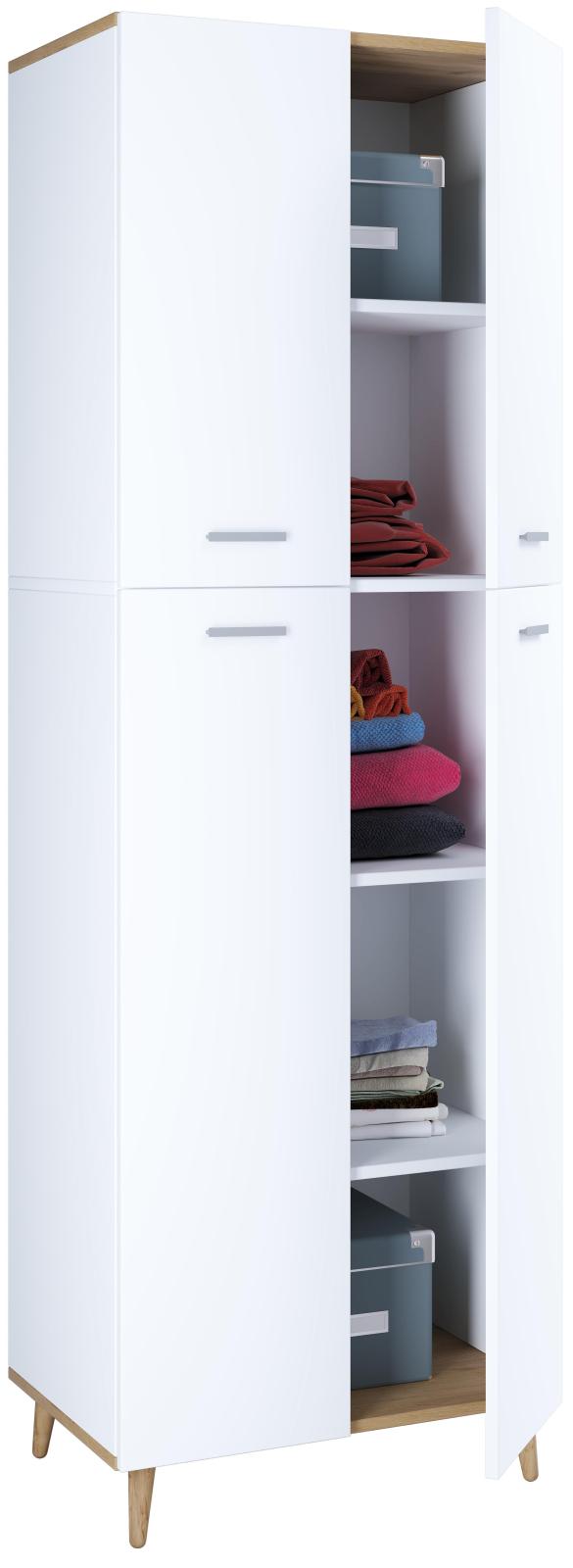 Hochschrank LANDOS - weiß-Honig-Eiche - 184 cm