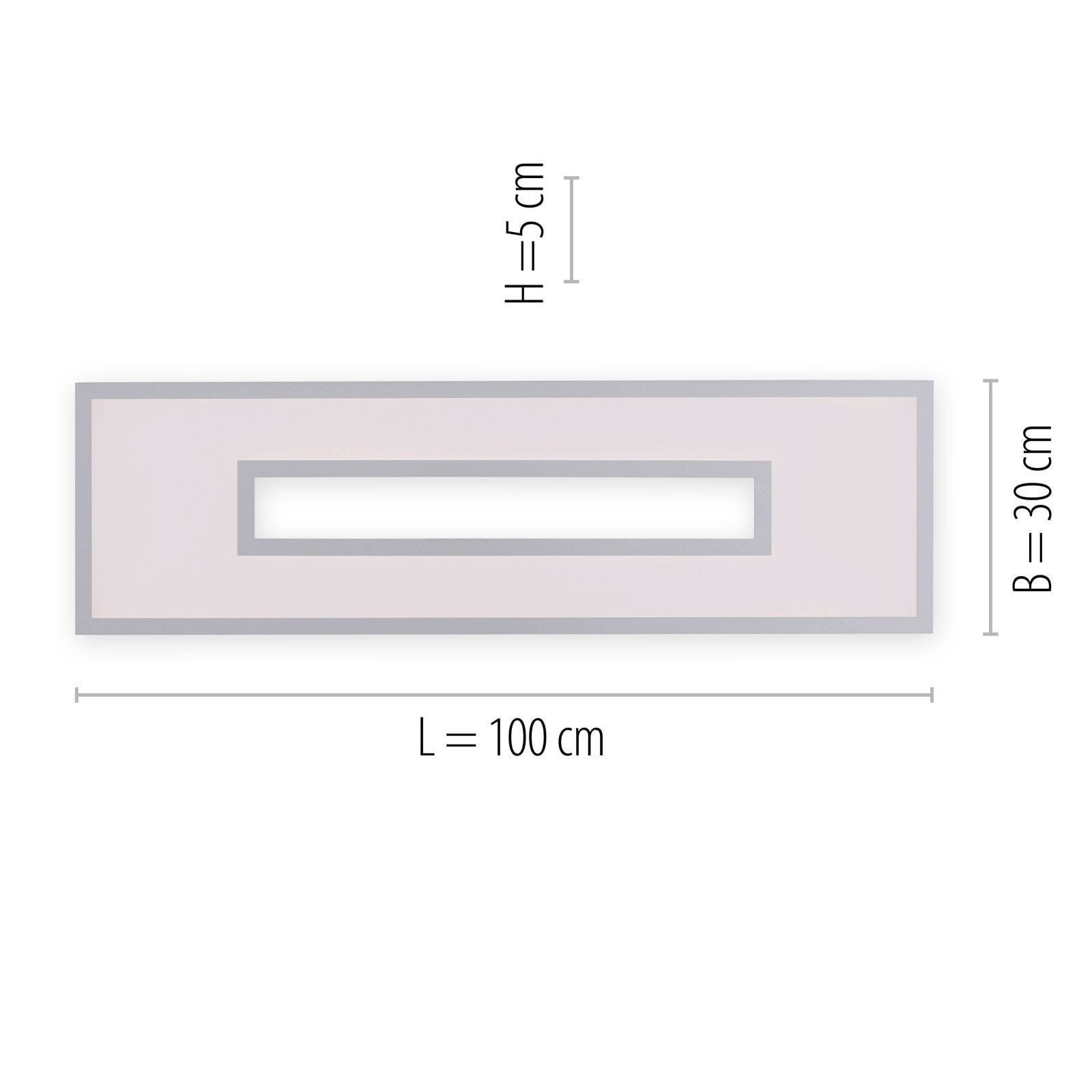 Deckenleuchte Recess 100x29,5 cm Alu