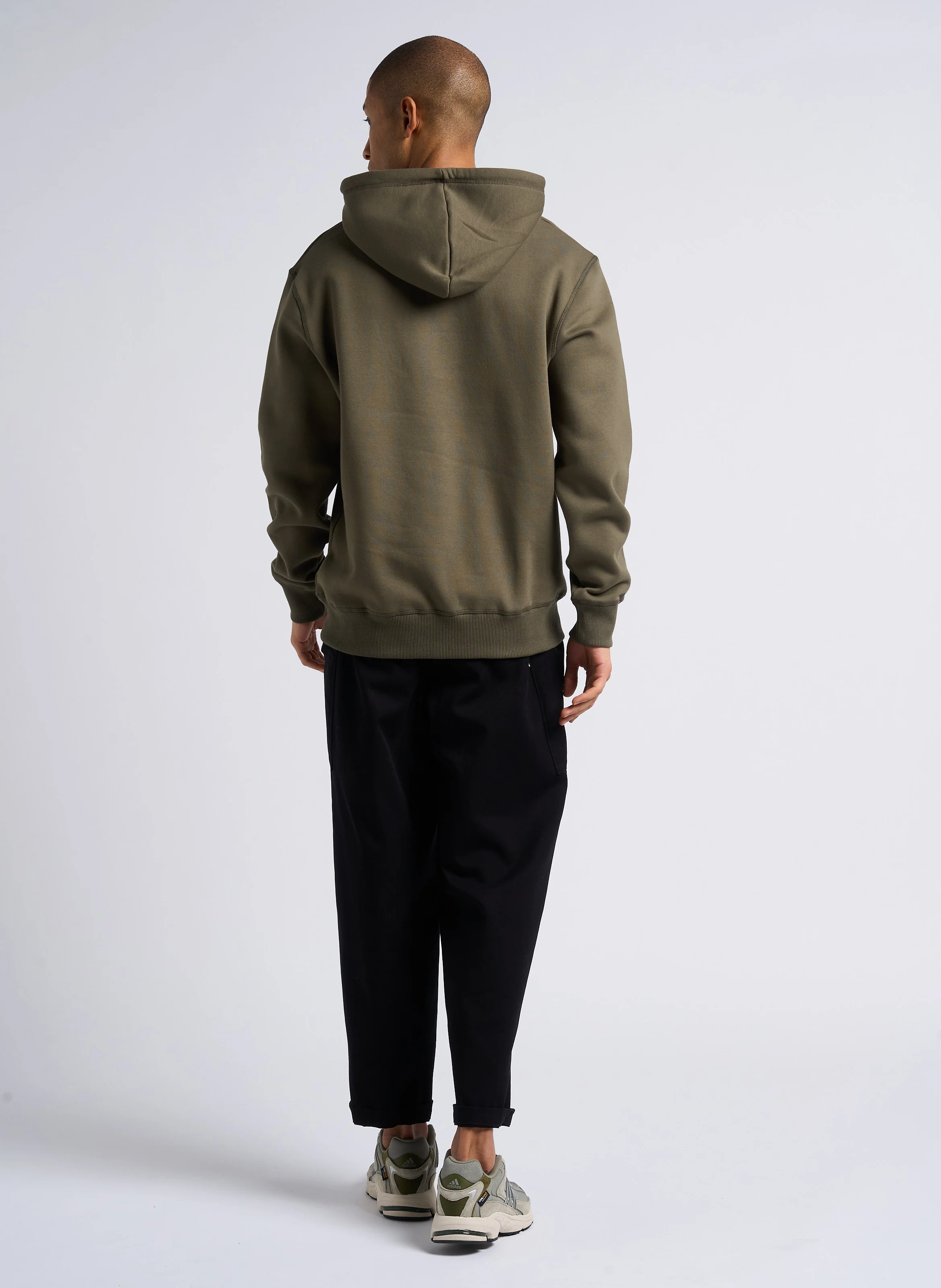 Sweat à capuche regular-fit brodé en coton mélangé | Kaki