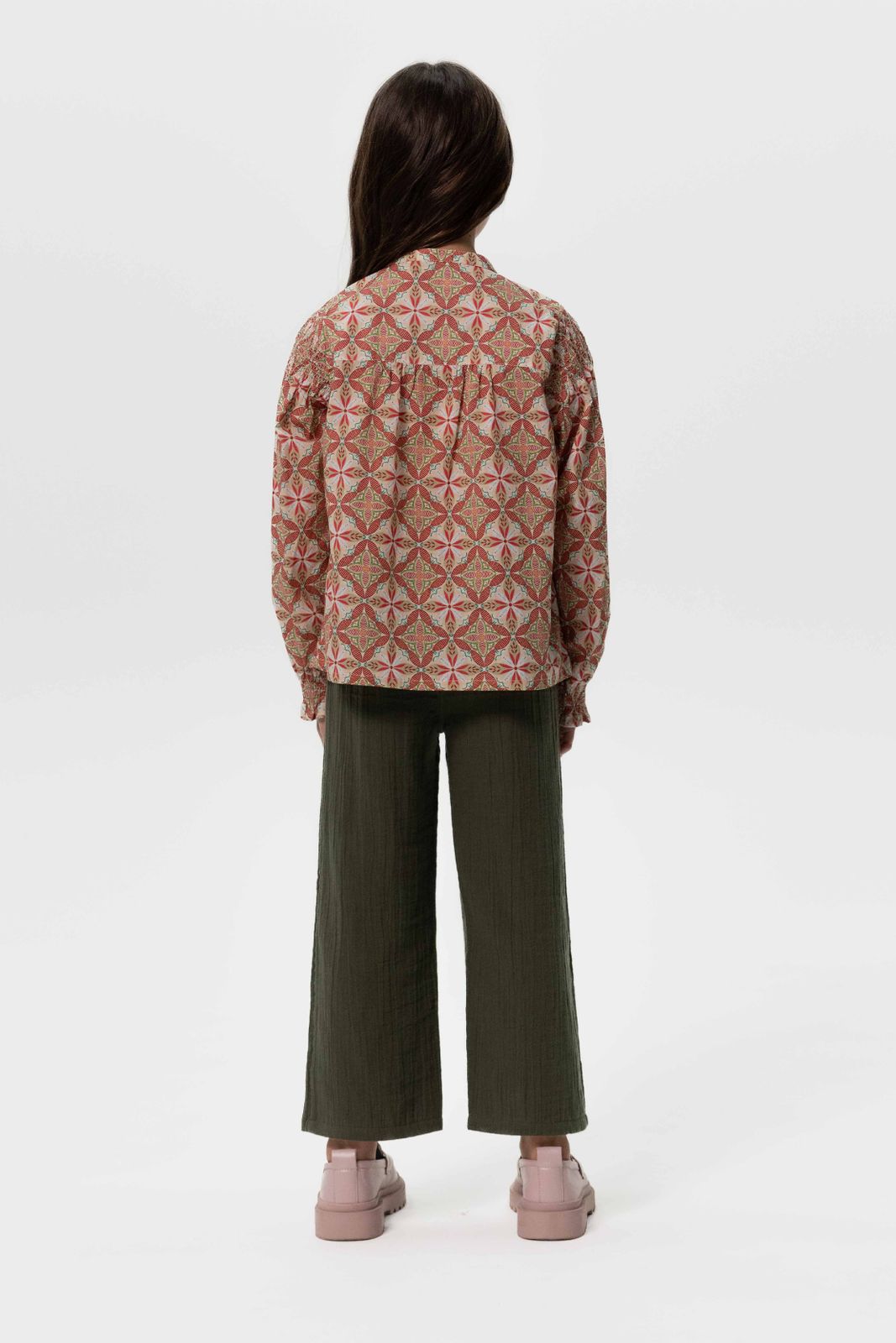 Donkergroene wide leg mousseline broek