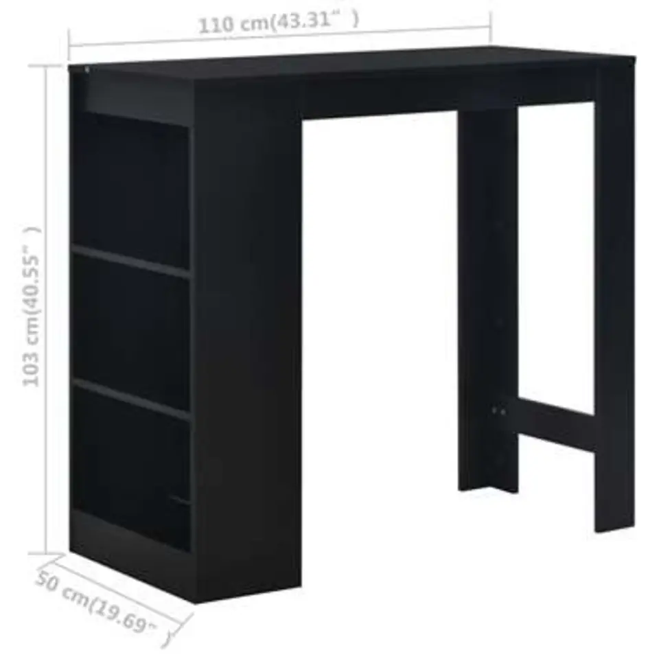 vidaXL - Bartafel - Zwart - Bewerkt hout