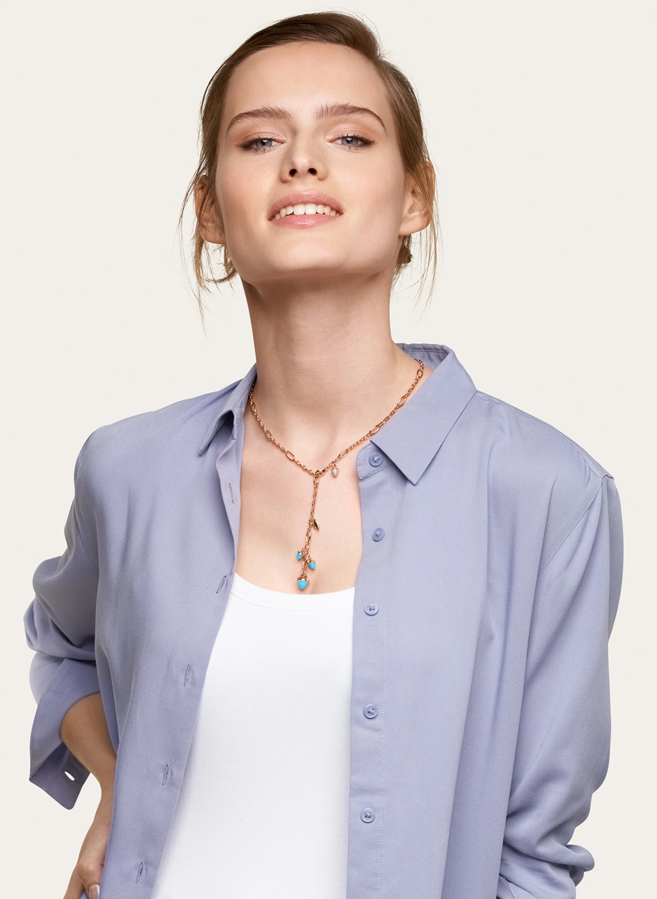 TAMARA COMOLLI Halskette NECKLACE MIKADO DELICATE 51 CM 'TURQUOISE' WITH DIAMOND PAVÉ Türkis mit Diamant Pavé