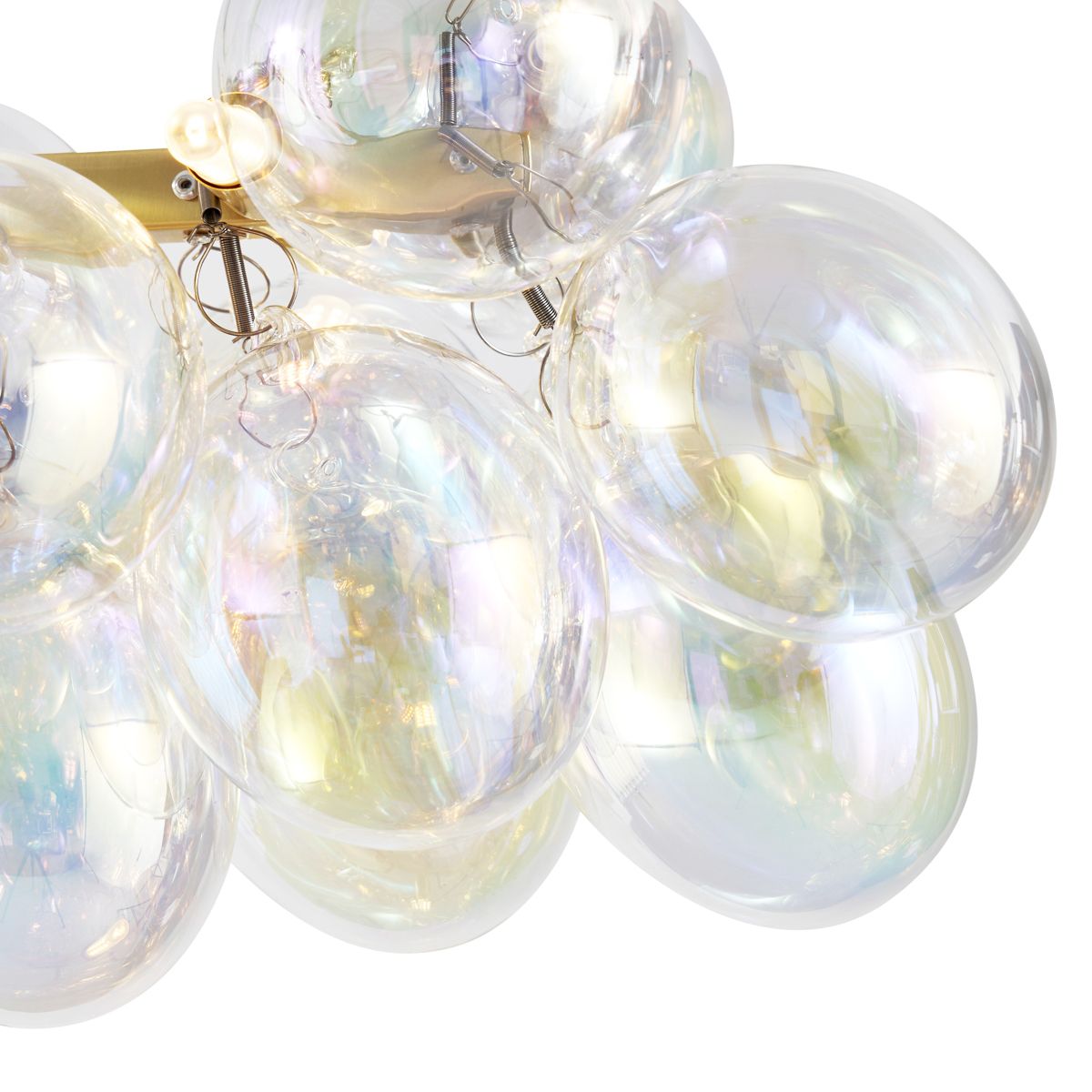Design hanglamp goud met regenboog glas 8-lichts - Uvas