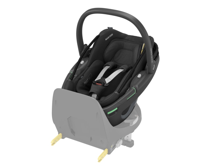Coral 360 0 - 12 M  40 - 75 cm   0 - 12 kg    Intuitive FlexiSpin-Drehung mit nur einer Hand |    Der erste modulare Baby-Autositz |    Ultraleichtgewicht |    „Easy-in”-Gurt |