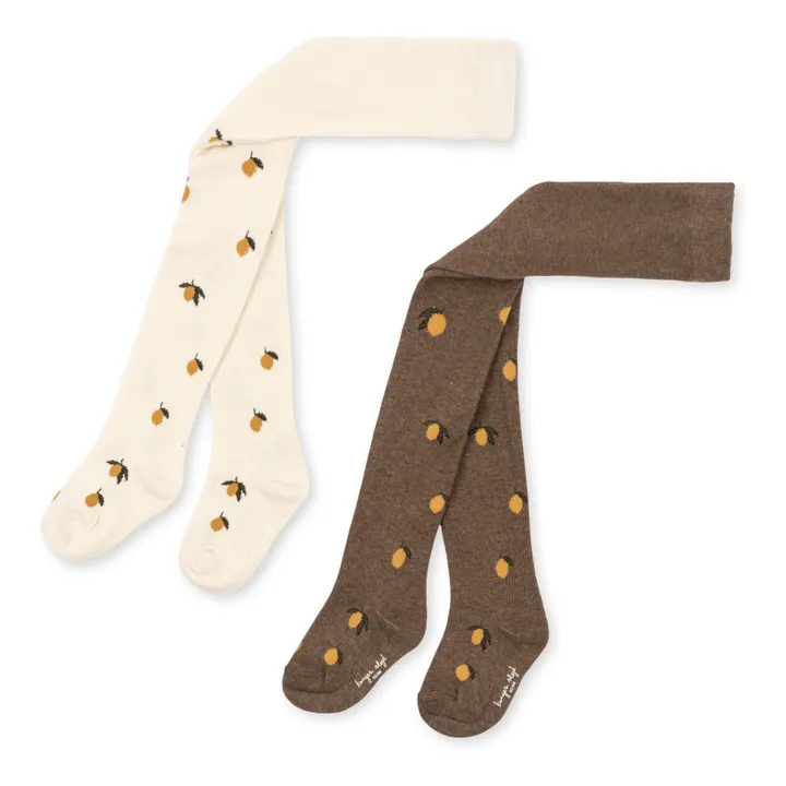 Konges Sløjd Lot 2 Collants Citrons Coton Bio | Marron