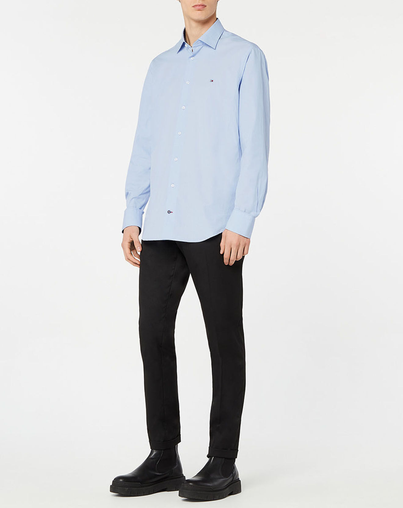 Tommy Hilfiger Chemise droite en Popeline Solid bleu ciel