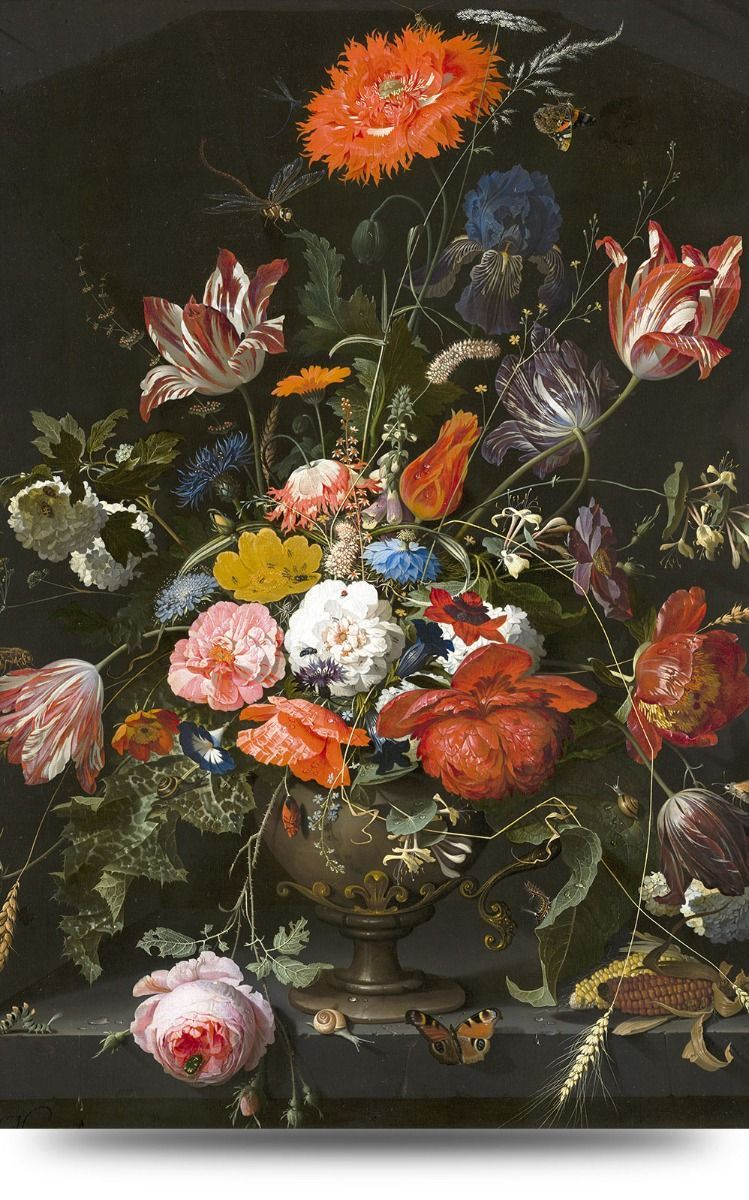 Bloemstillevens uit het Mauritshuis en rijksmuseum - Canvas schilderij 80 x 120 cm