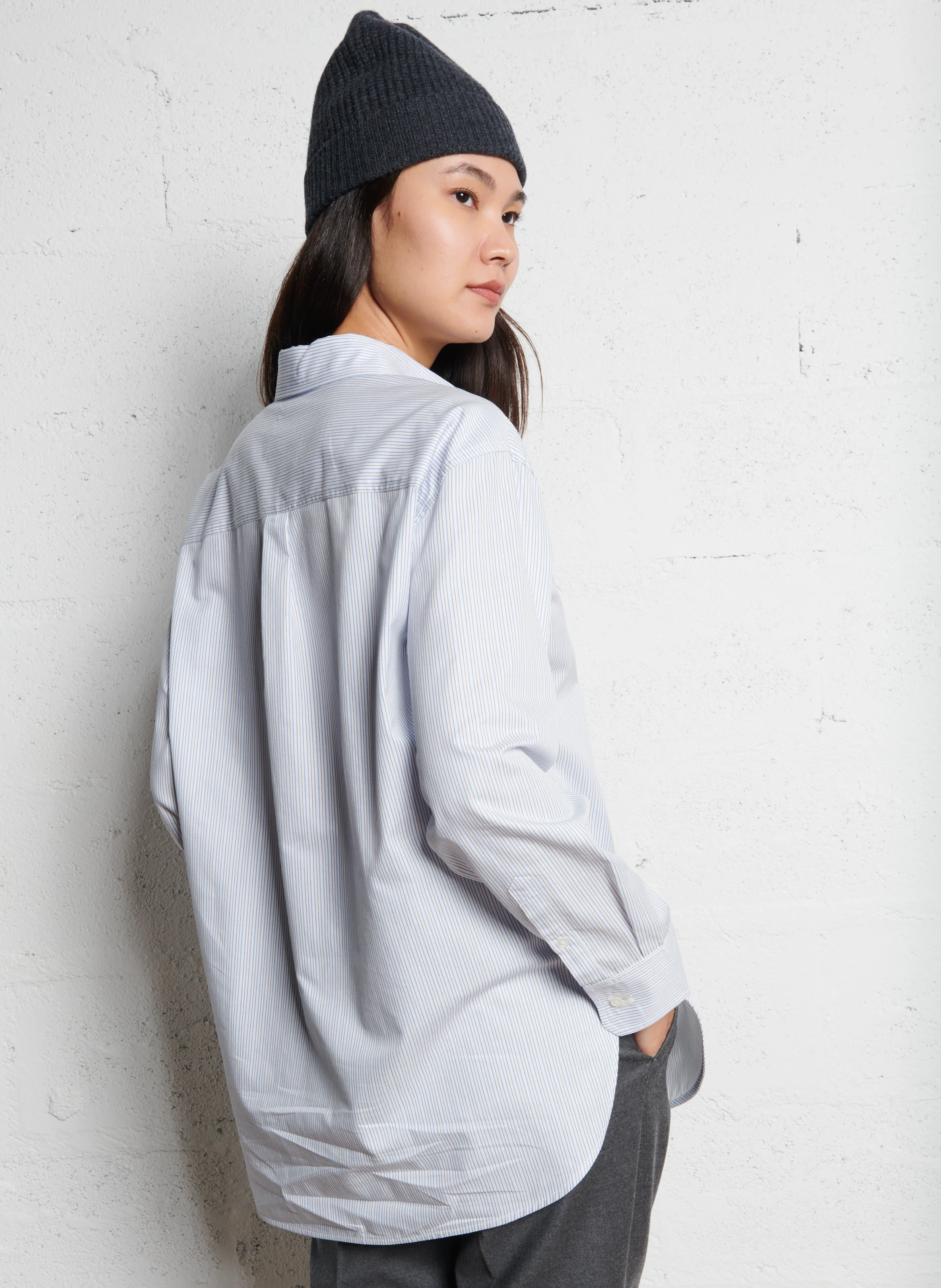 MESCAL - Chemise droite rayée en coton| Blanc