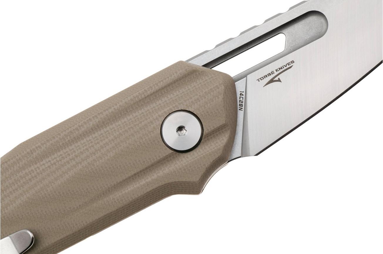 Bestech Toddler BG64C Satin 14C28N, Tan G10, zakmes