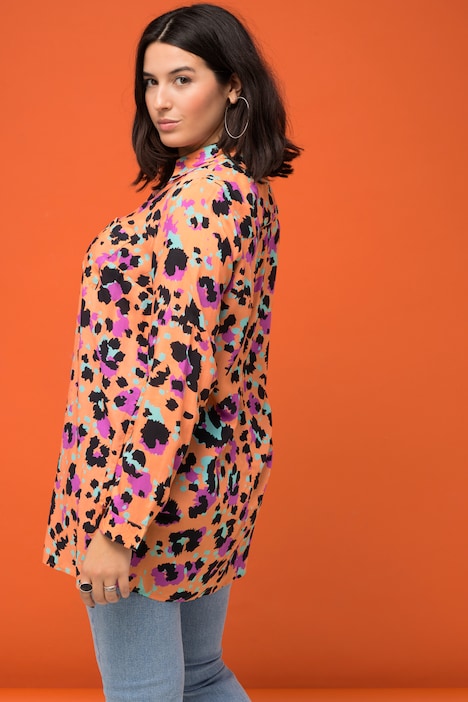 Hemdbluse, Boxy Shape, Color-Leo, Hemdkragen, Langarm