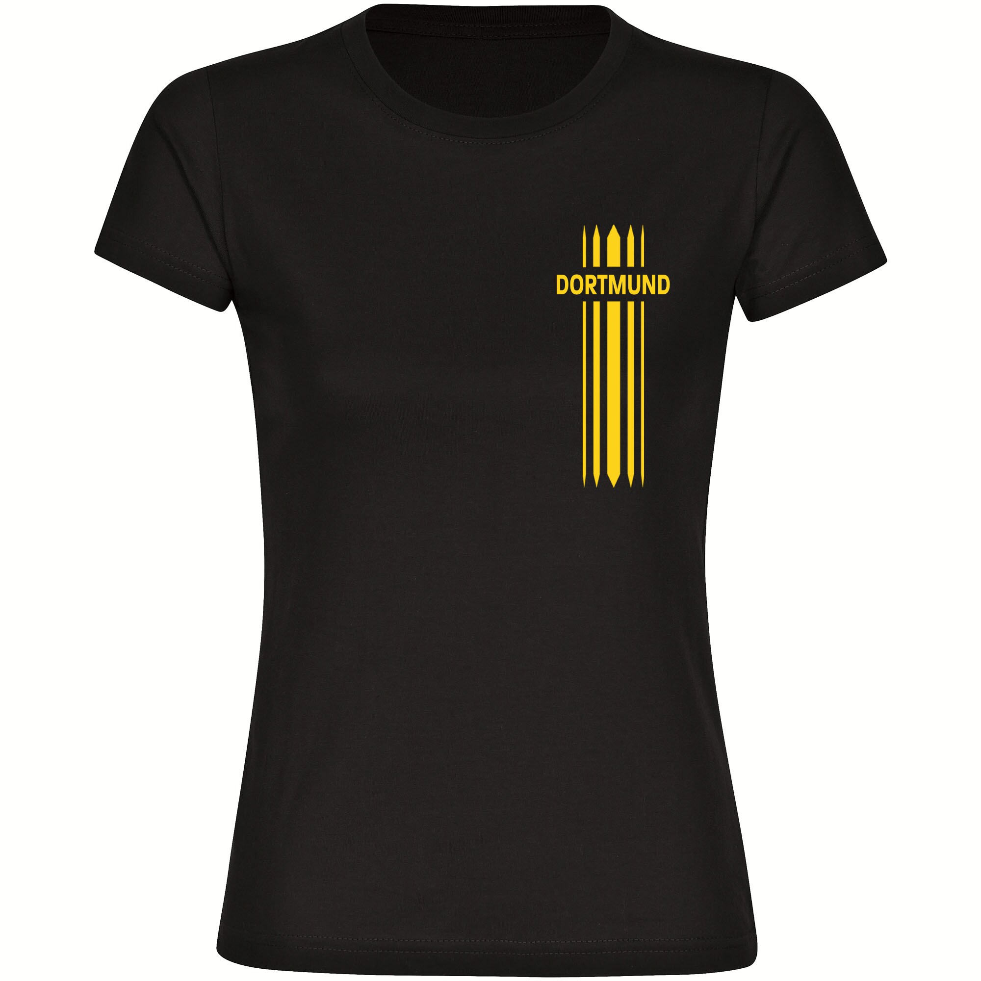multifanshop® Damen T-Shirt - Dortmund - Streifen - Druck gelb