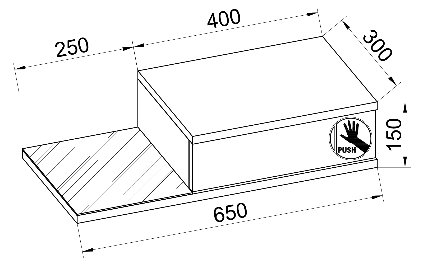 Wandschublade KONSILA L - weiß-anthrazit - Push-to-open